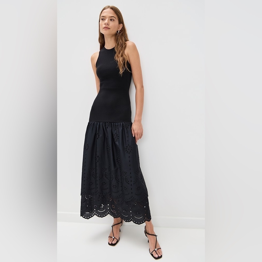 new Rails Lavina drop waist eyelet tiered maxi dress in black